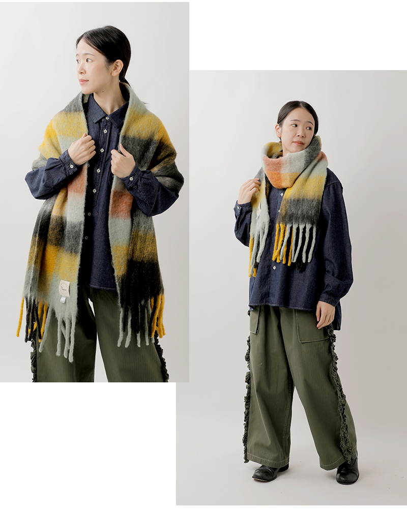 The Bagmati(バグマティ)ウールミックスチェックマフラーpa-echarpe40