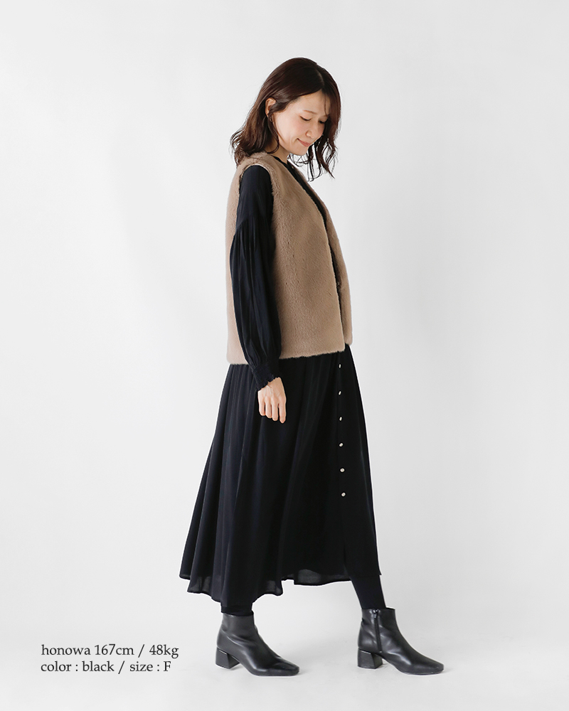 PARIS DE AOUNE(パリドゥアオウネ)バンドカラーギャザーワンピースpa253op015