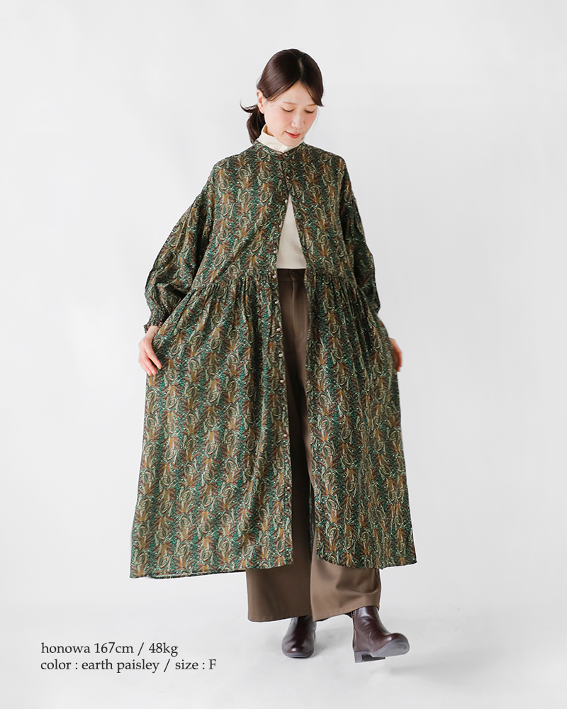 PARIS DE AOUNE(パリドゥアオウネ)バンドカラーギャザーワンピースpa253op015