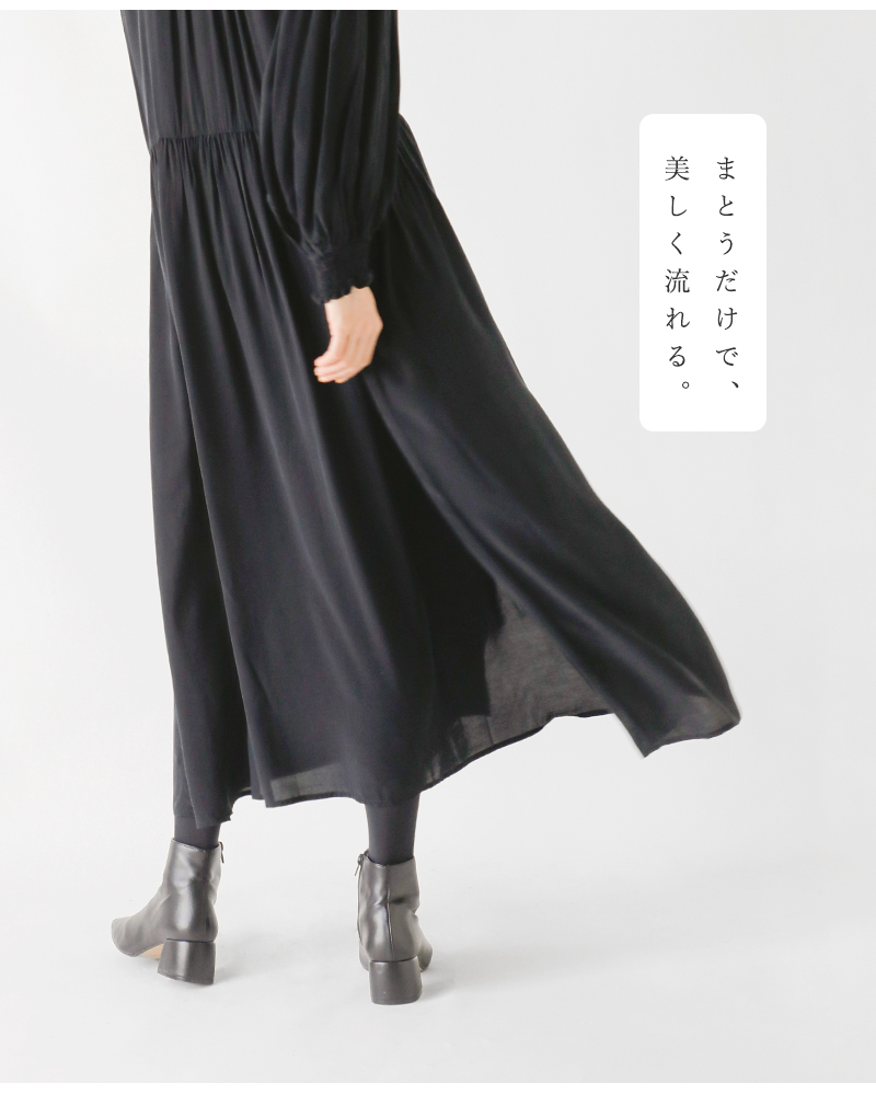 PARIS DE AOUNE(パリドゥアオウネ)バンドカラーギャザーワンピースpa253op015