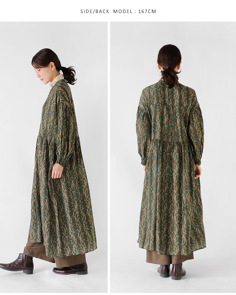 PARIS DE AOUNE(パリドゥアオウネ)バンドカラーギャザーワンピースpa253op015