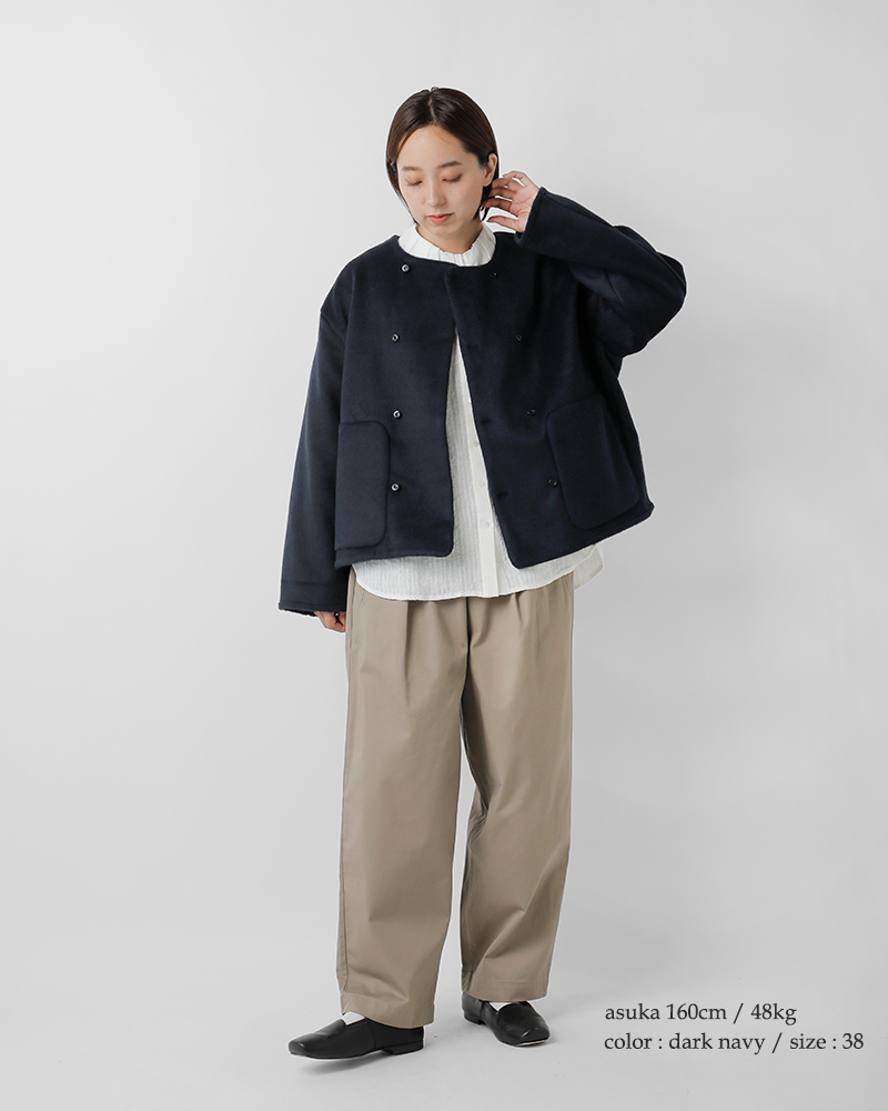 NOUVELLES DU PARADIS(ヌーベル ドゥ パラディ)ブランケットフリースノーカラージャケットpb25409