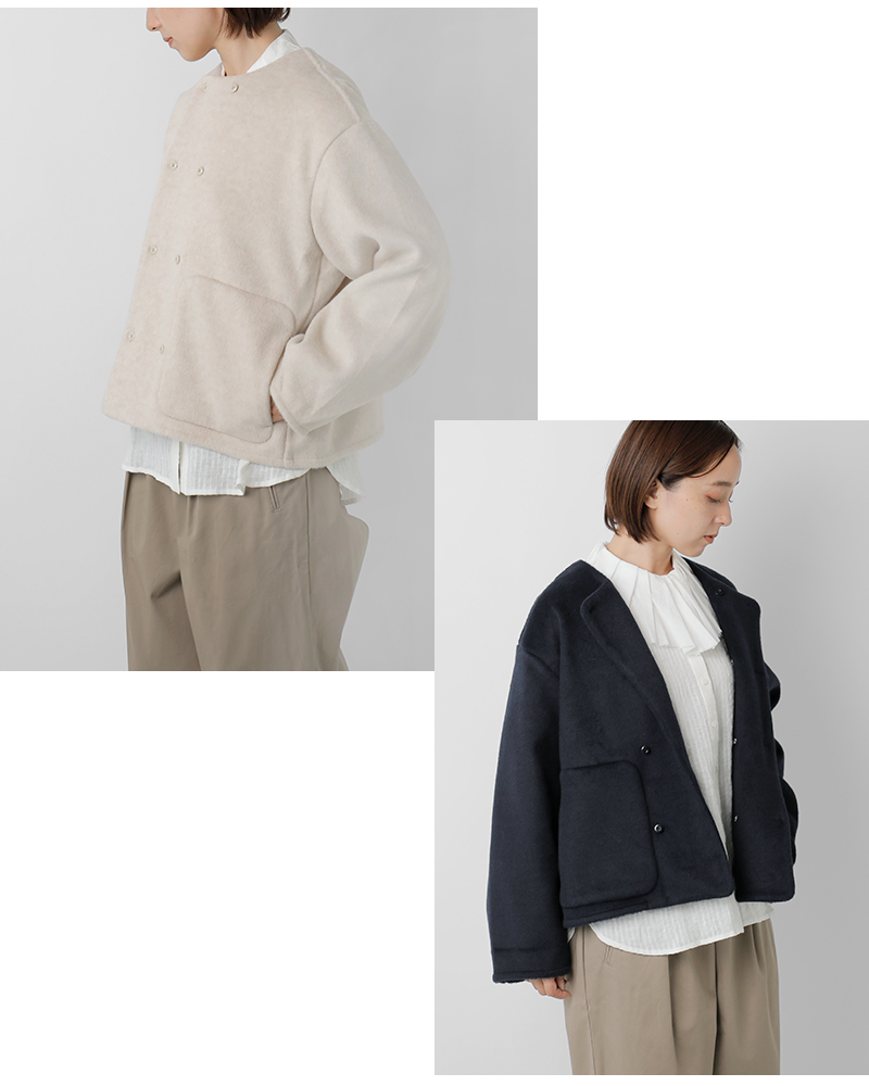 NOUVELLES DU PARADIS(ヌーベル ドゥ パラディ)ブランケットフリースノーカラージャケットpb25409