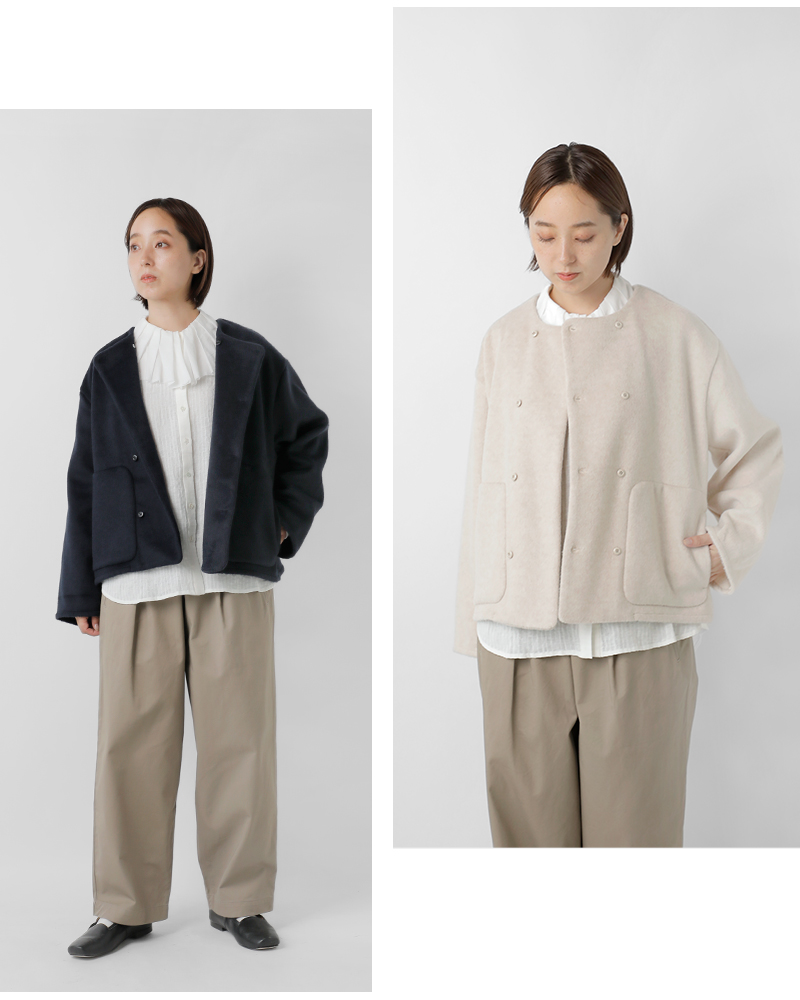 NOUVELLES DU PARADIS(ヌーベル ドゥ パラディ)ブランケットフリースノーカラージャケットpb25409