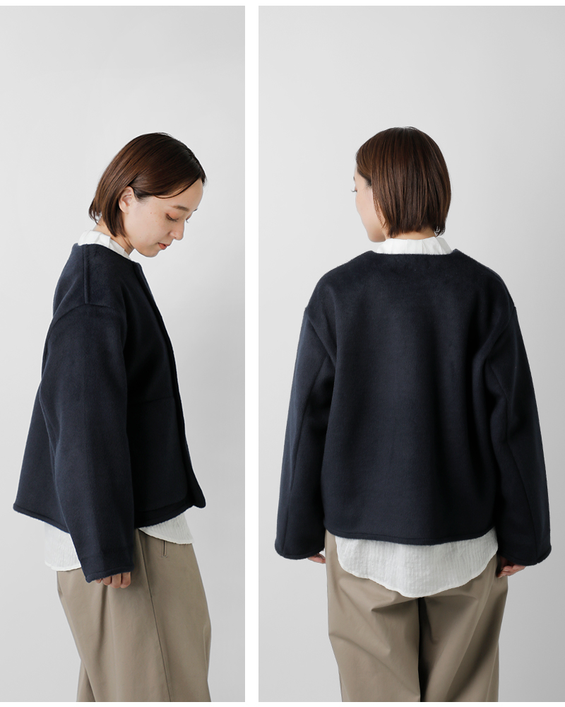 NOUVELLES DU PARADIS(ヌーベル ドゥ パラディ)ブランケットフリースノーカラージャケットpb25409