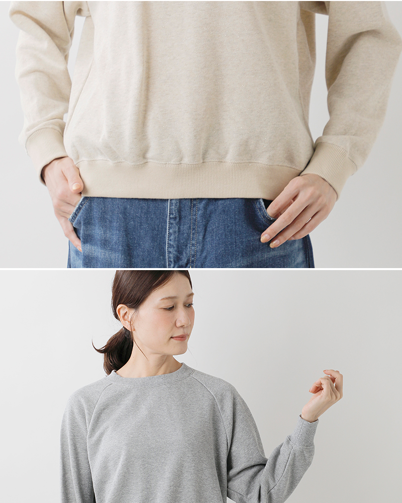 NOUVELLES DU PARADIS(ヌーベル ドゥ パラディ)コットンラメ裏毛ラグランプルオーバーpc25309g