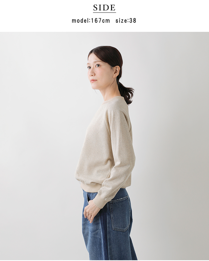 NOUVELLES DU PARADIS(ヌーベル ドゥ パラディ)コットンラメ裏毛ラグランプルオーバーpc25309g