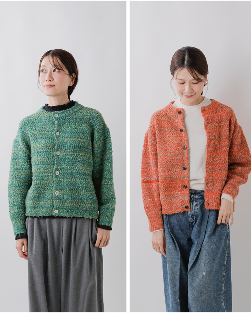 NOUVELLES DU PARADIS(ヌーベル ドゥ パラディ)mixブークレニットカーディガンpk25307