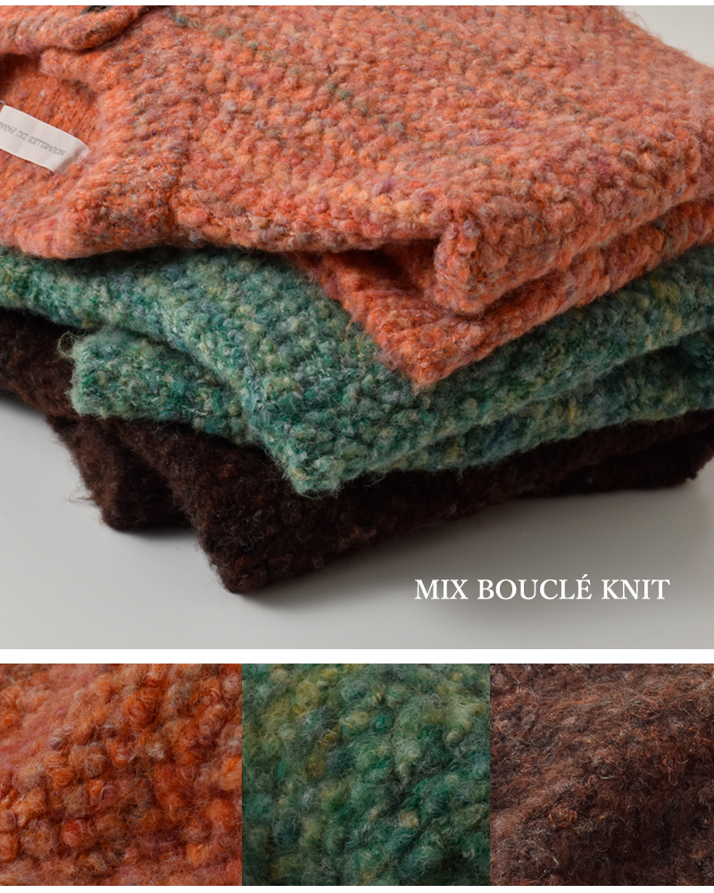 NOUVELLES DU PARADIS(ヌーベル ドゥ パラディ)mixブークレニットカーディガンpk25307