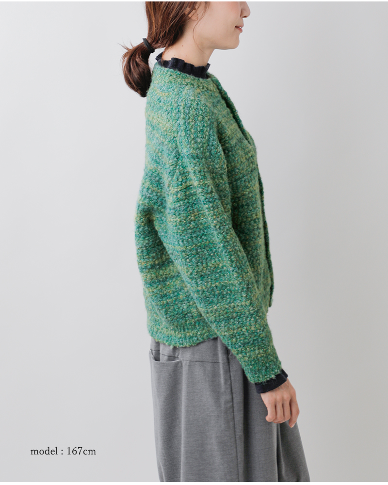 NOUVELLES DU PARADIS(ヌーベル ドゥ パラディ)mixブークレニットカーディガンpk25307