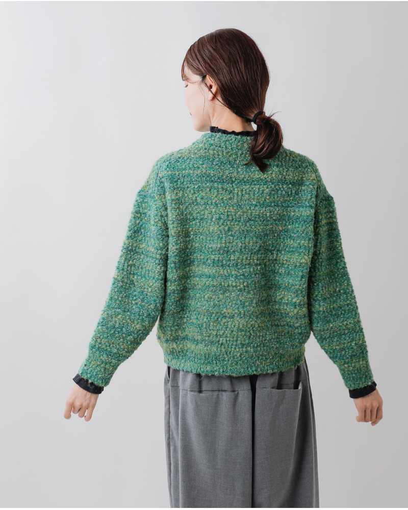 NOUVELLES DU PARADIS(ヌーベル ドゥ パラディ)mixブークレニットカーディガンpk25307