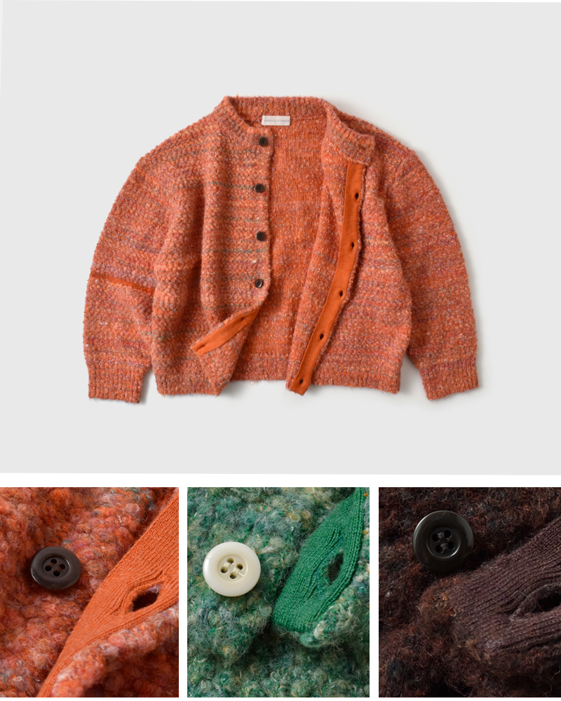 NOUVELLES DU PARADIS(ヌーベル ドゥ パラディ)mixブークレニットカーディガンpk25307