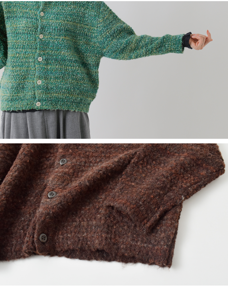 NOUVELLES DU PARADIS(ヌーベル ドゥ パラディ)mixブークレニットカーディガンpk25307