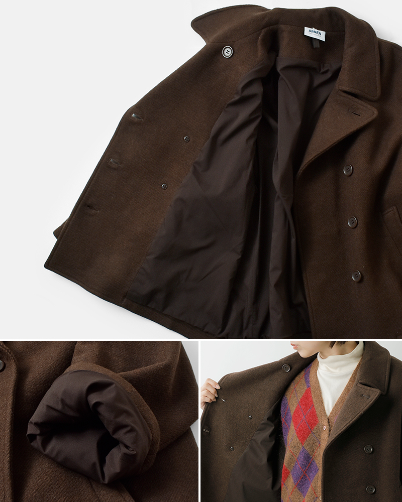 ARMEN(アーメン)ウールプレーンオーバーサイズピーコートpnam2352p