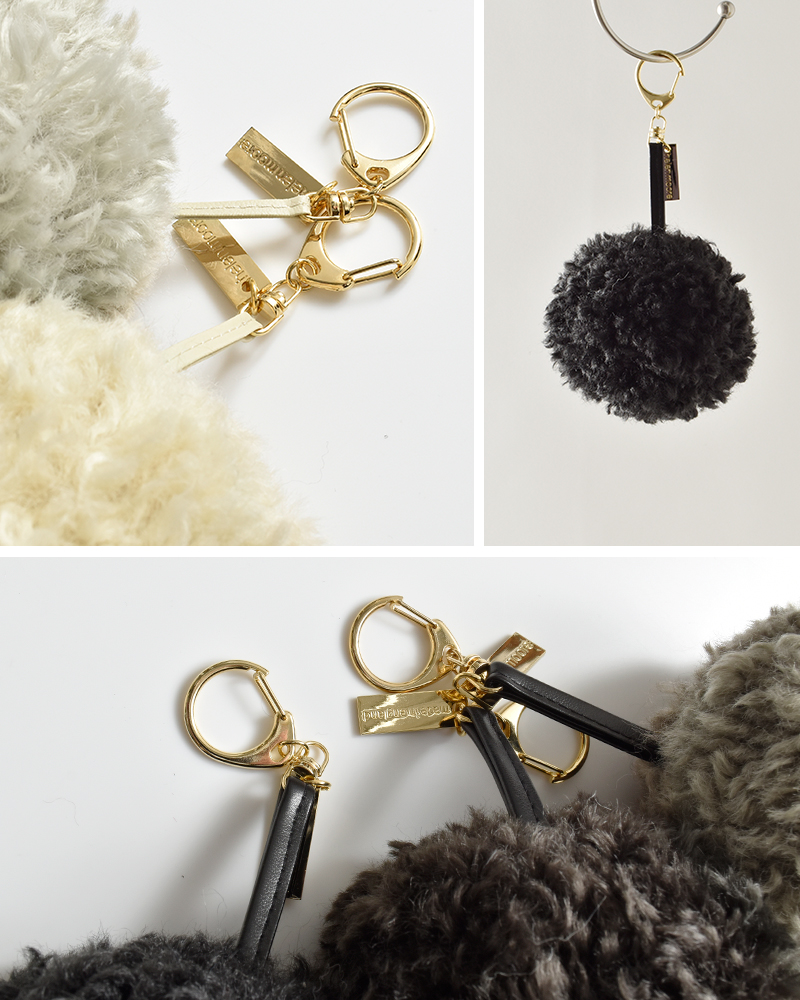 helen moore(ヘレンムーア)フェイクシープスキンポンポンキーホルダーpom