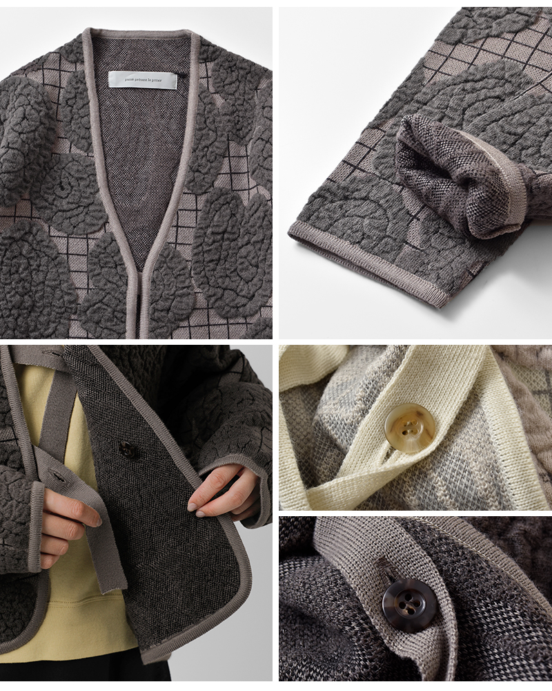 passe present le prmer(パッセ プレゾン ル プルメ)ふくれジャガードジャケットカーディガンprm-2056