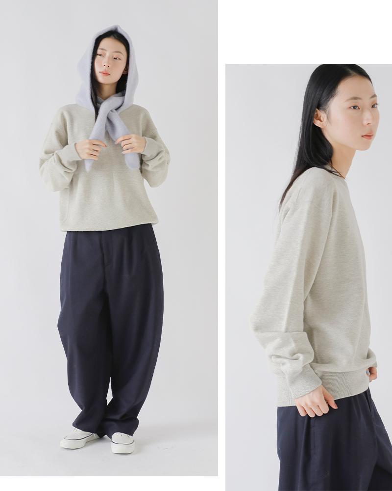 WLP(ダブルエルピー)ウールコットンニットクルーネックプルオーバーrl2510