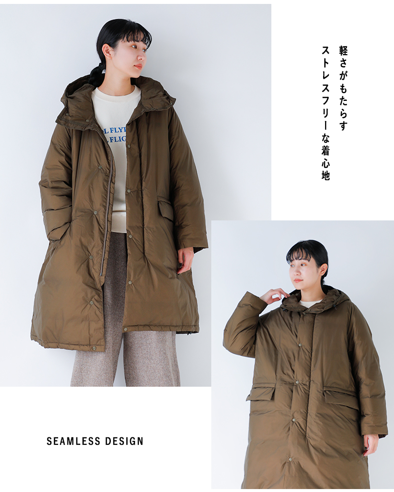 REMI RELIEF(レミレリーフ)超軽量ナイロンアウトドアフーディーロングダウンジャケットrn29373003