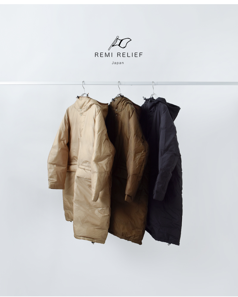 REMI RELIEF(レミレリーフ)超軽量ナイロンアウトドアフーディーロングダウンジャケットrn29373003