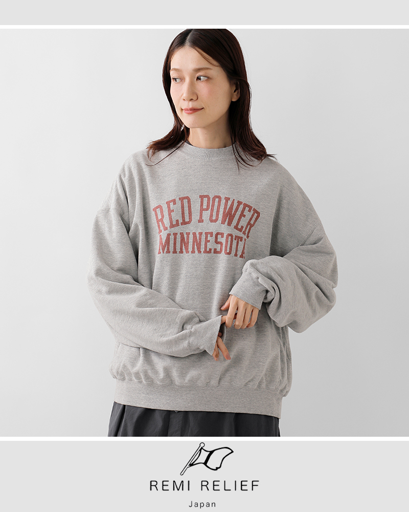 REMI RELIEF(レミレリーフ)コットンSP加工3飛び裏毛クルーネックスウェットシャツrn29373149-50
