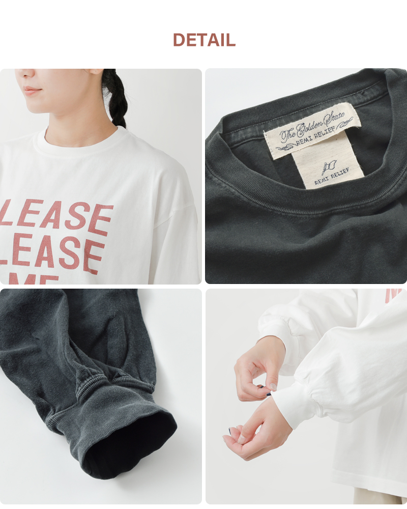 REMI RELIEFコットン HARD SP加工 天竺 長袖 Tシャツ rn29373169-70