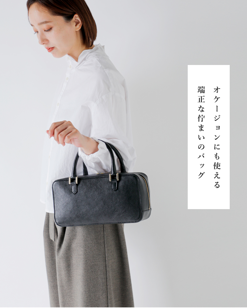 POMTATA(ポンタタ)カウレザーボックスシェイプ型ハンドバッグ“RONEHANDBAG”rone-handbag