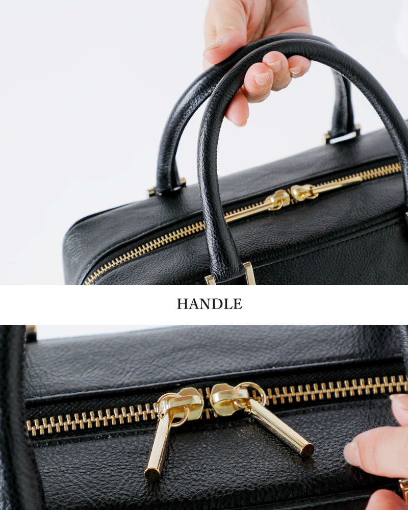 POMTATA(ポンタタ)カウレザーボックスシェイプ型ハンドバッグ“RONEHANDBAG”rone-handbag