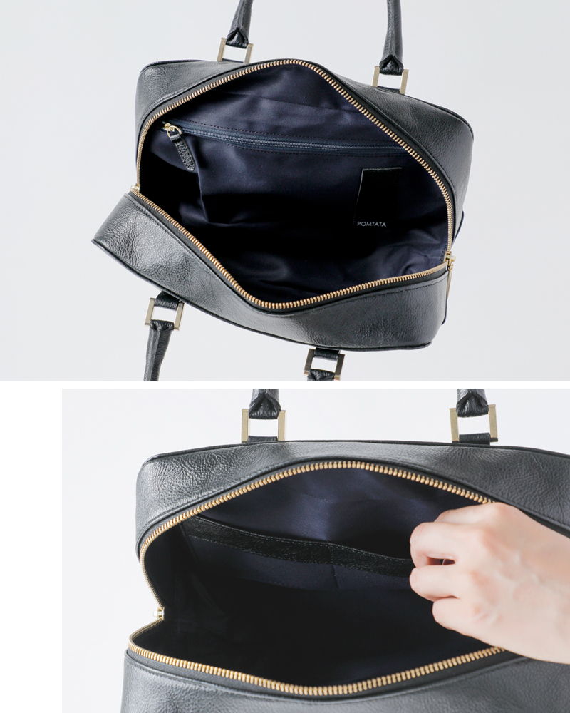 POMTATA(ポンタタ)カウレザーボックスシェイプ型ハンドバッグ“RONEHANDBAG”rone-handbag