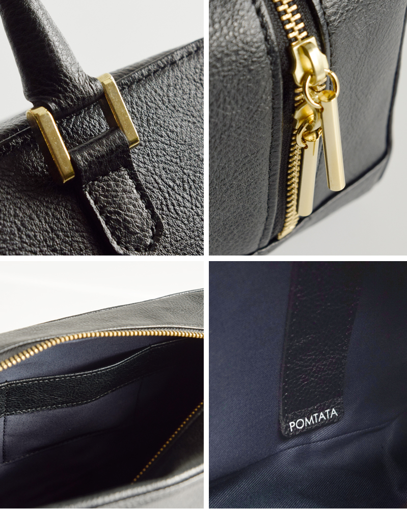 POMTATA(ポンタタ)カウレザーボックスシェイプ型ハンドバッグ“RONEHANDBAG”rone-handbag