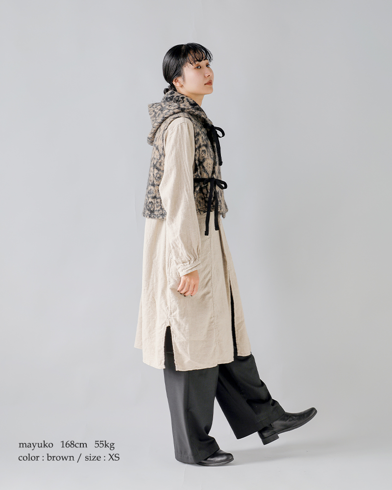 ENGINEERED GARMENTS(エンジニアド ガーメンツ)ウールレオパードジャガードニットラップベスト“KnitWrapVest”rv080