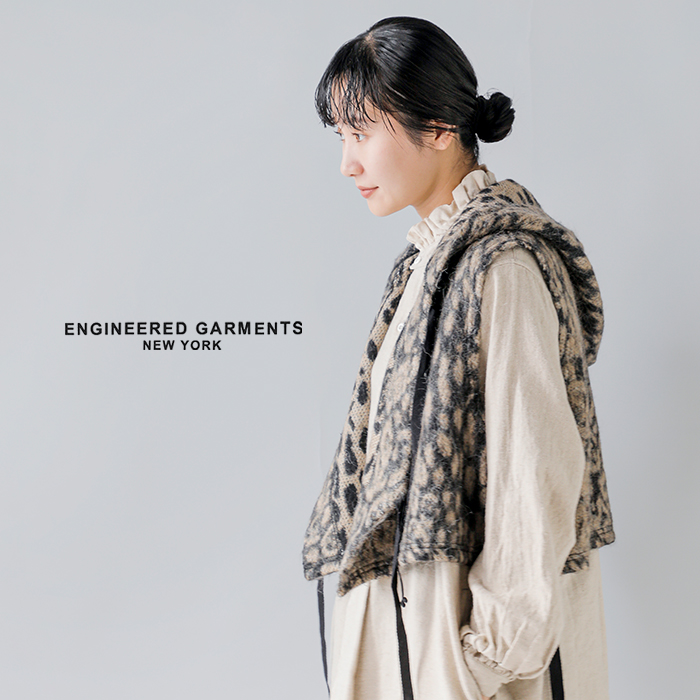 ENGINEERED GARMENTS(エンジニアド ガーメンツ)ウールレオパードジャガードニットラップベスト“KnitWrapVest”rv080