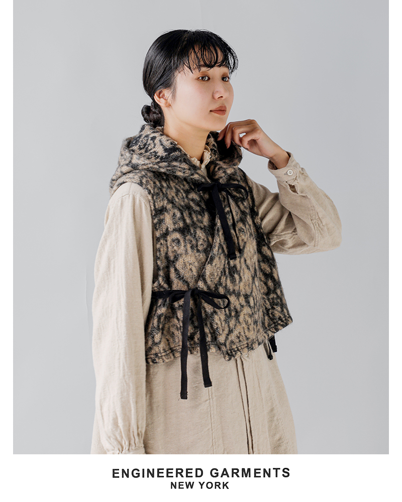 ENGINEERED GARMENTS(エンジニアド ガーメンツ)ウールレオパードジャガードニットラップベスト“KnitWrapVest”rv080