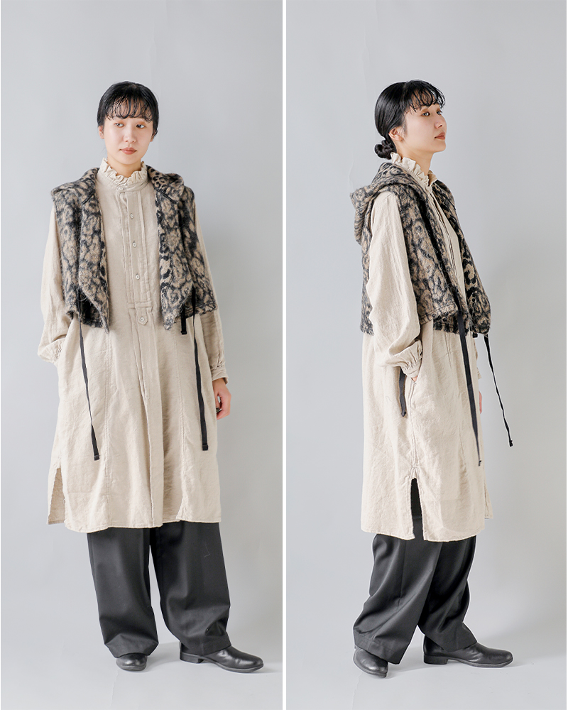 ENGINEERED GARMENTS(エンジニアド ガーメンツ)ウールレオパードジャガードニットラップベスト“KnitWrapVest”rv080