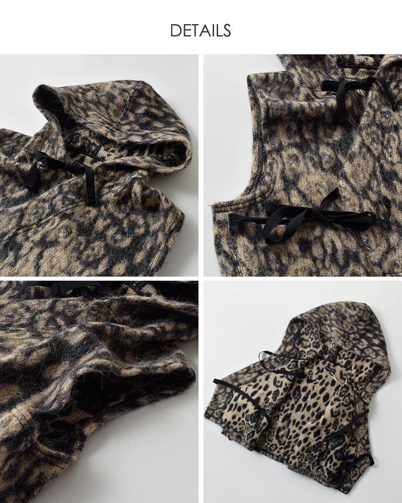 ENGINEERED GARMENTS(エンジニアド ガーメンツ)ウールレオパードジャガードニットラップベスト“KnitWrapVest”rv080