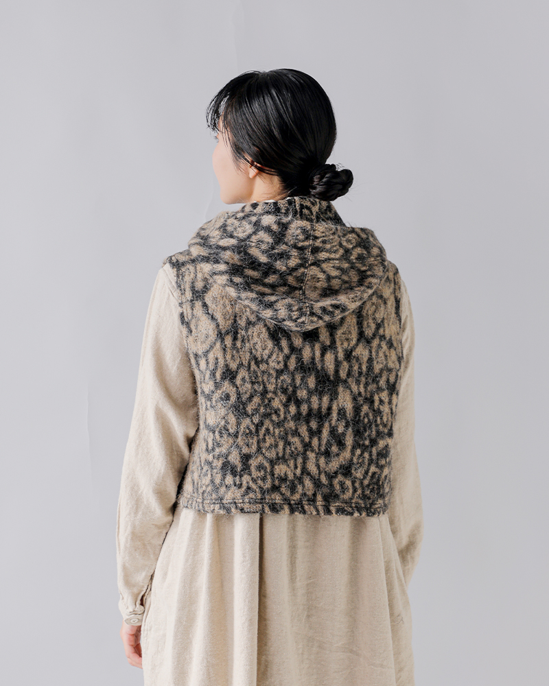ENGINEERED GARMENTS(エンジニアド ガーメンツ)ウールレオパードジャガードニットラップベスト“KnitWrapVest”rv080