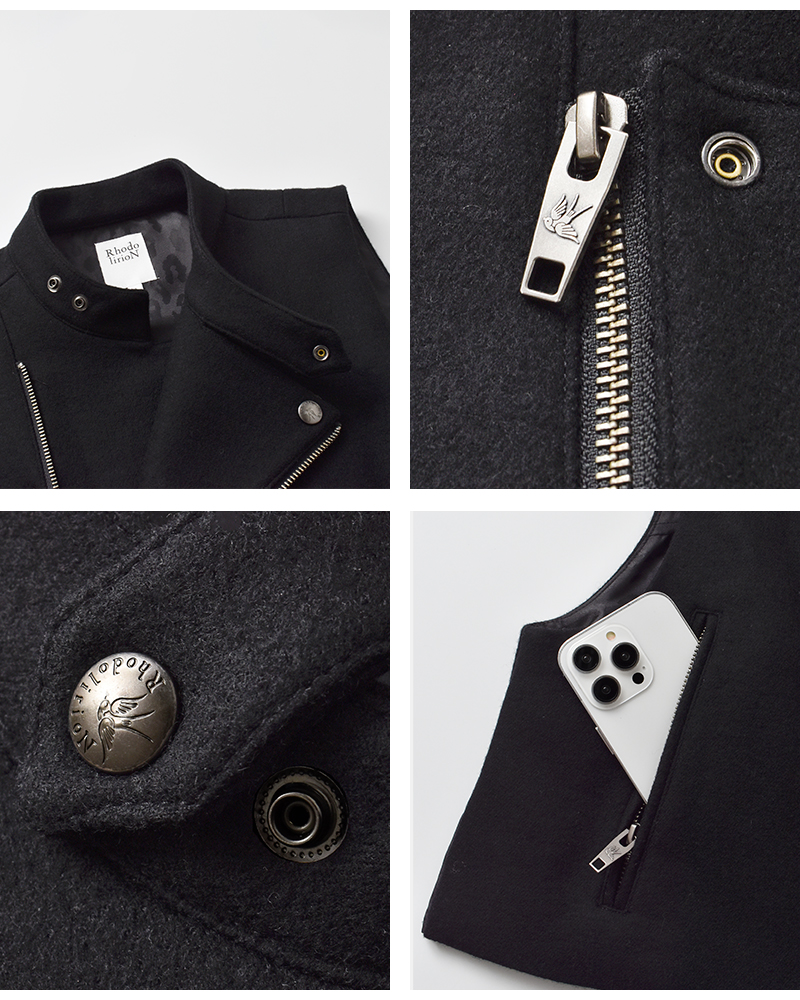 RHODOLIRION(ロドリリオン)ウールメルトンダブルモーターサイクルベスト“DoubleMotorcycleVest”rv1004