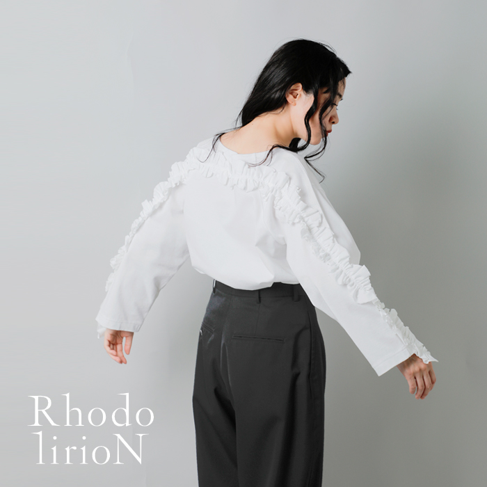 RHODOLIRION(ロドリリオン)コットンスワローフリルバスクシャツ“SwallowFrillBasqueShirt”rv1087
