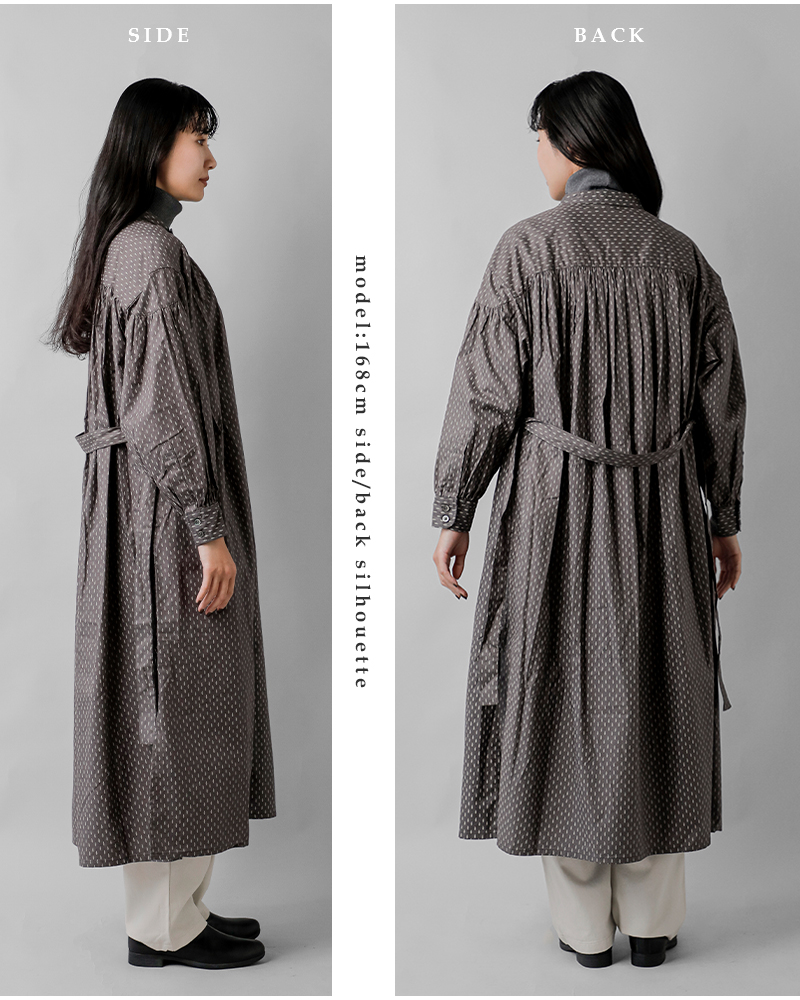 ENGINEERED GARMENTS(エンジニアド ガーメンツ)コットンミュージックノートプリントバンドカラーペインタードレス“BandedPainterDress”rv416