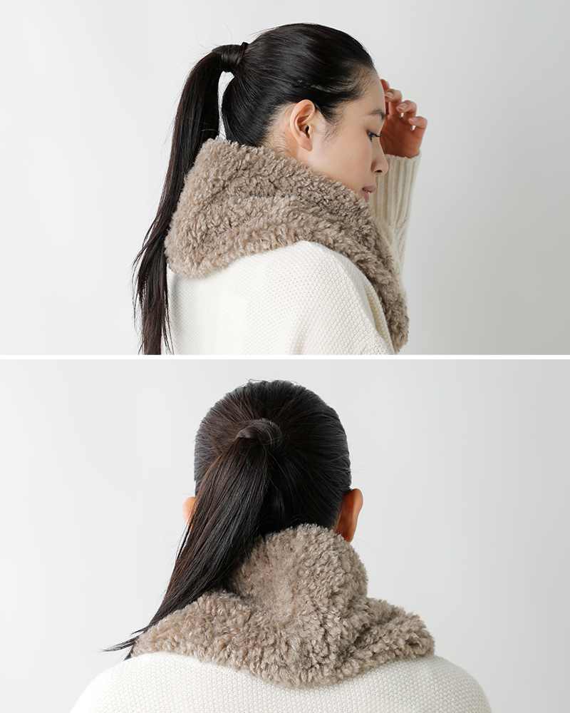 helen moore(ヘレンムーア)フェイクシープスキンアシメトリックスカーフsca-same1