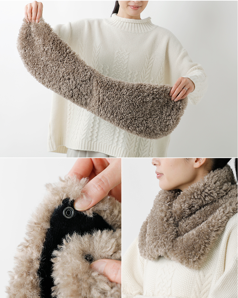 helen moore(ヘレンムーア)フェイクシープスキンアシメトリックスカーフsca-same1