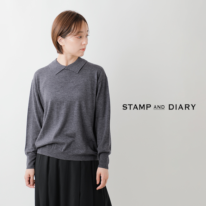 STAMP AND DIARY(スタンプアンドダイアリー)スムースウール襟付プルオーバーsd502awk12