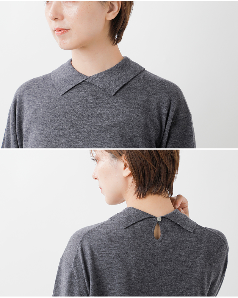 STAMP AND DIARY(スタンプアンドダイアリー)スムースウール襟付プルオーバーsd502awk12