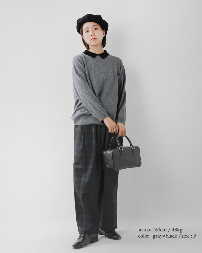 STAMP AND DIARYメリノカシミヤ 襟付 プルオーバー sd504awk11