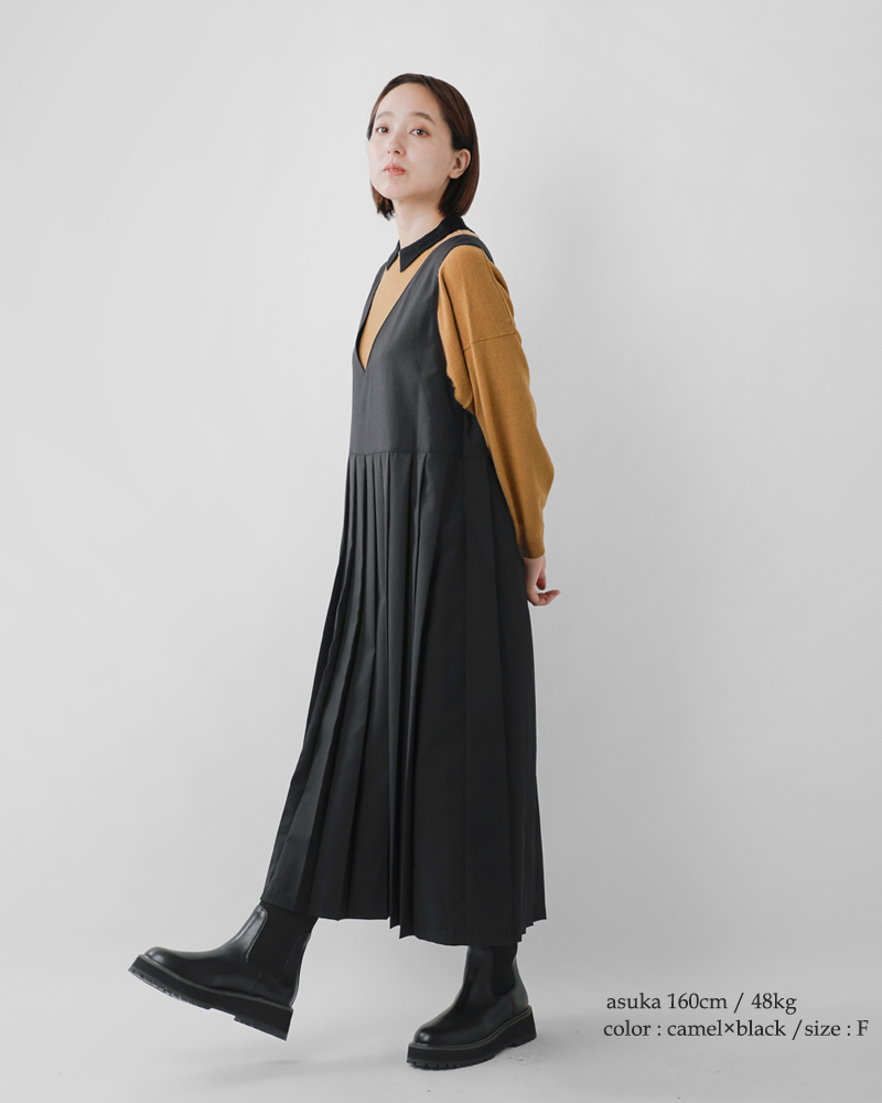 STAMP AND DIARYメリノカシミヤ 襟付 プルオーバー sd504awk11