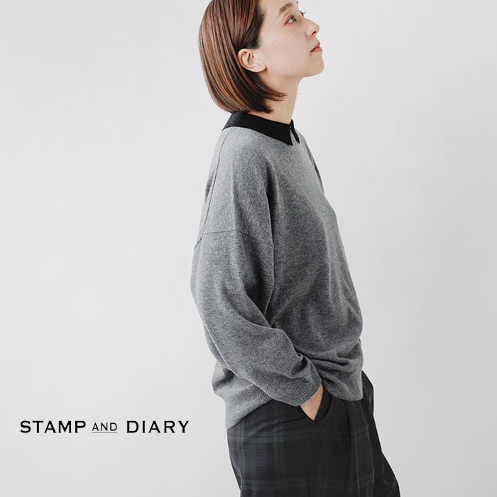 STAMP AND DIARYメリノカシミヤ 襟付 プルオーバー sd504awk11