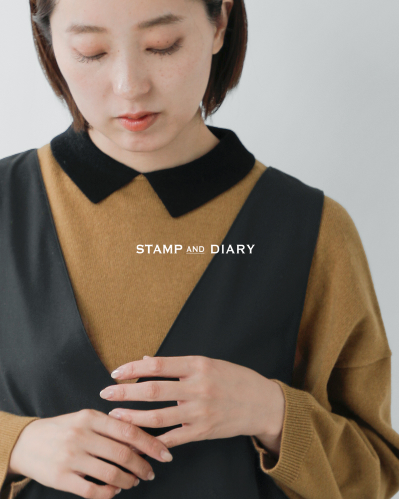 STAMP AND DIARYメリノカシミヤ 襟付 プルオーバー sd504awk11