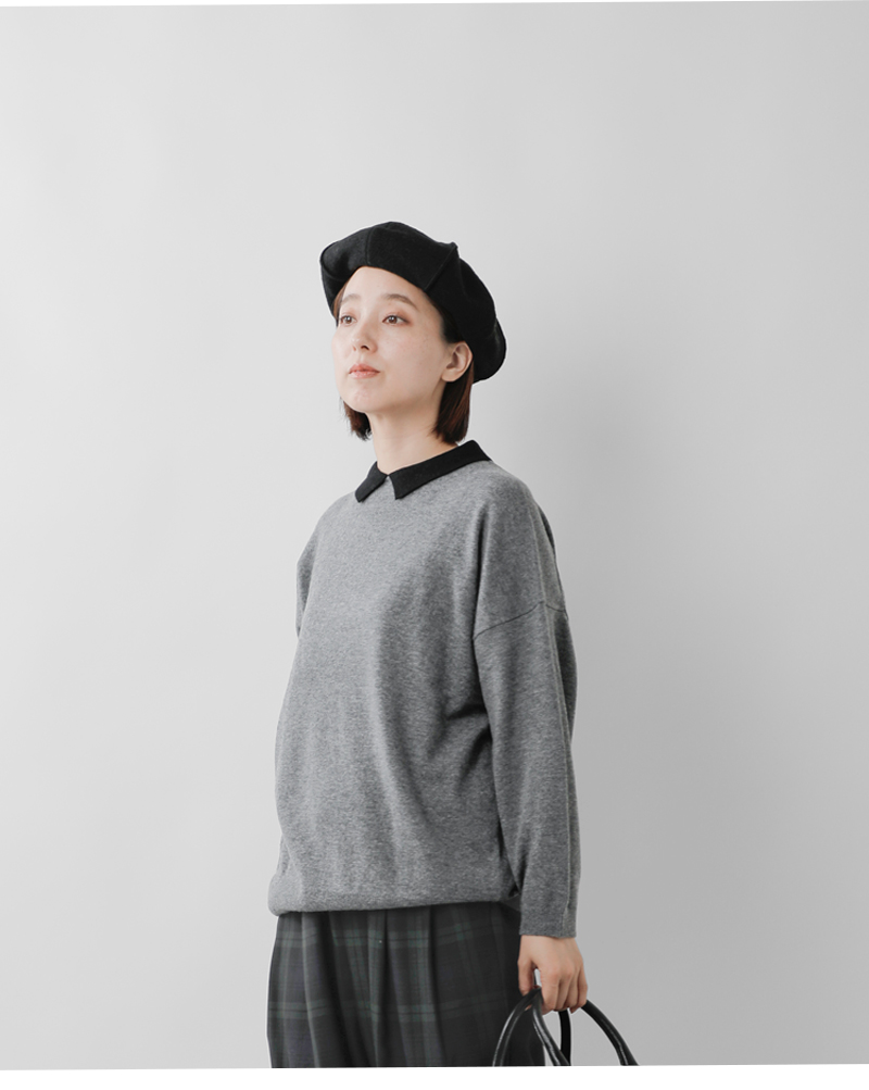 STAMP AND DIARYメリノカシミヤ 襟付 プルオーバー sd504awk11