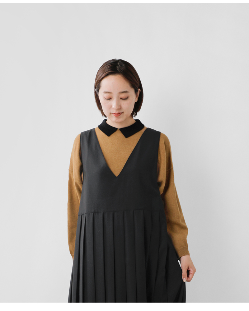 STAMP AND DIARYメリノカシミヤ 襟付 プルオーバー sd504awk11