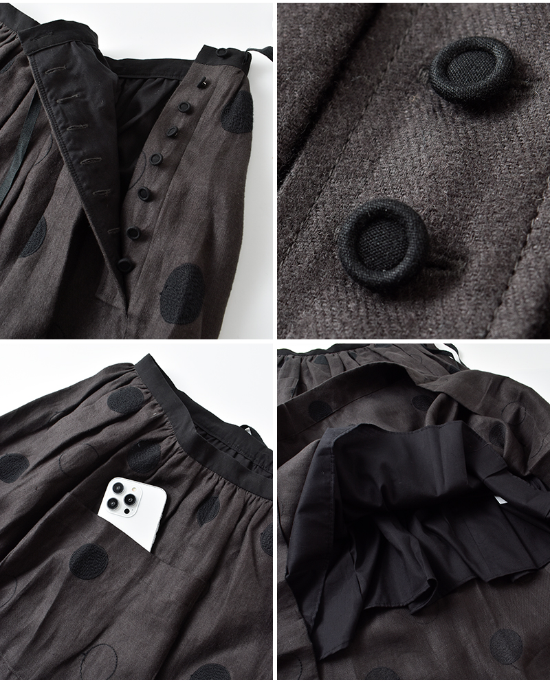 MAGALI(マガリ)RONDリネンサイドボタンスカートsk80