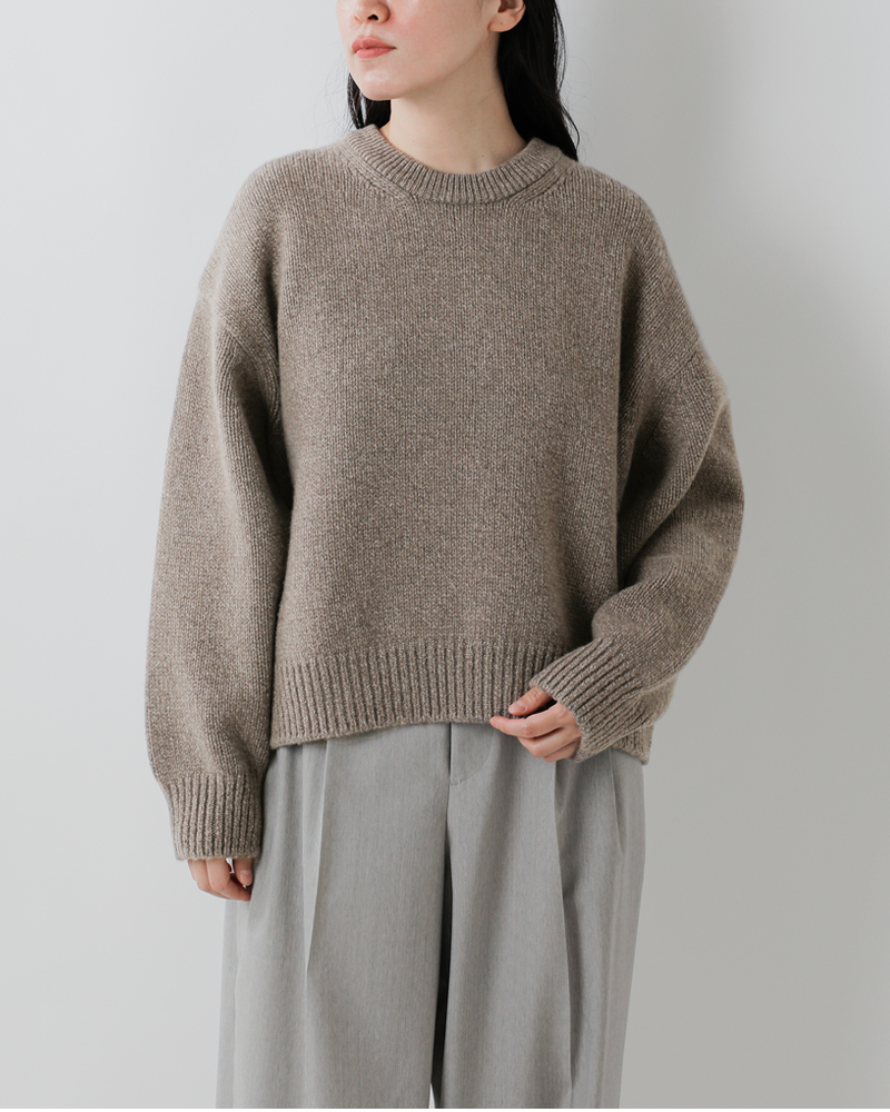 SLOANE(スローン)5Gジーロンラム×カシミヤショート丈クルーネックニットプルオーバーsl10w-971